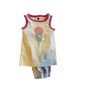 TEA kids size 3 girls pajama short set Icecream - NWT